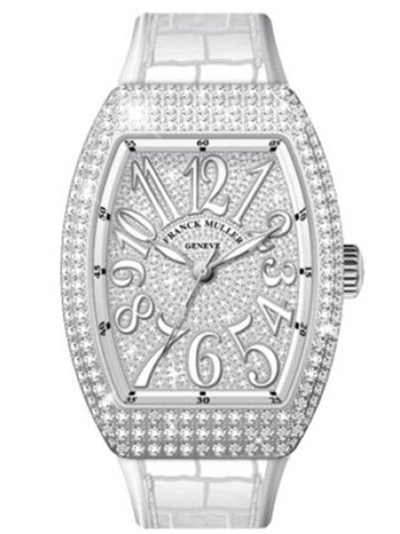 Franck Muller Vanguard Lady Automatic 35 mm Steel Diamond Pave V 35 SC AT FO D CD AC.NR DIAM.BLC AC
